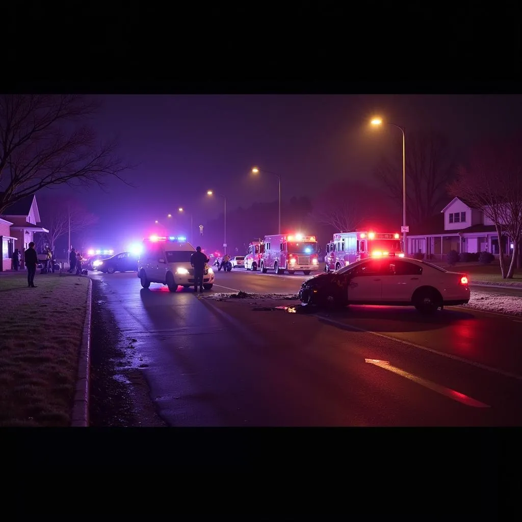 Emergency Responders at a Fatal Car Accident Scene