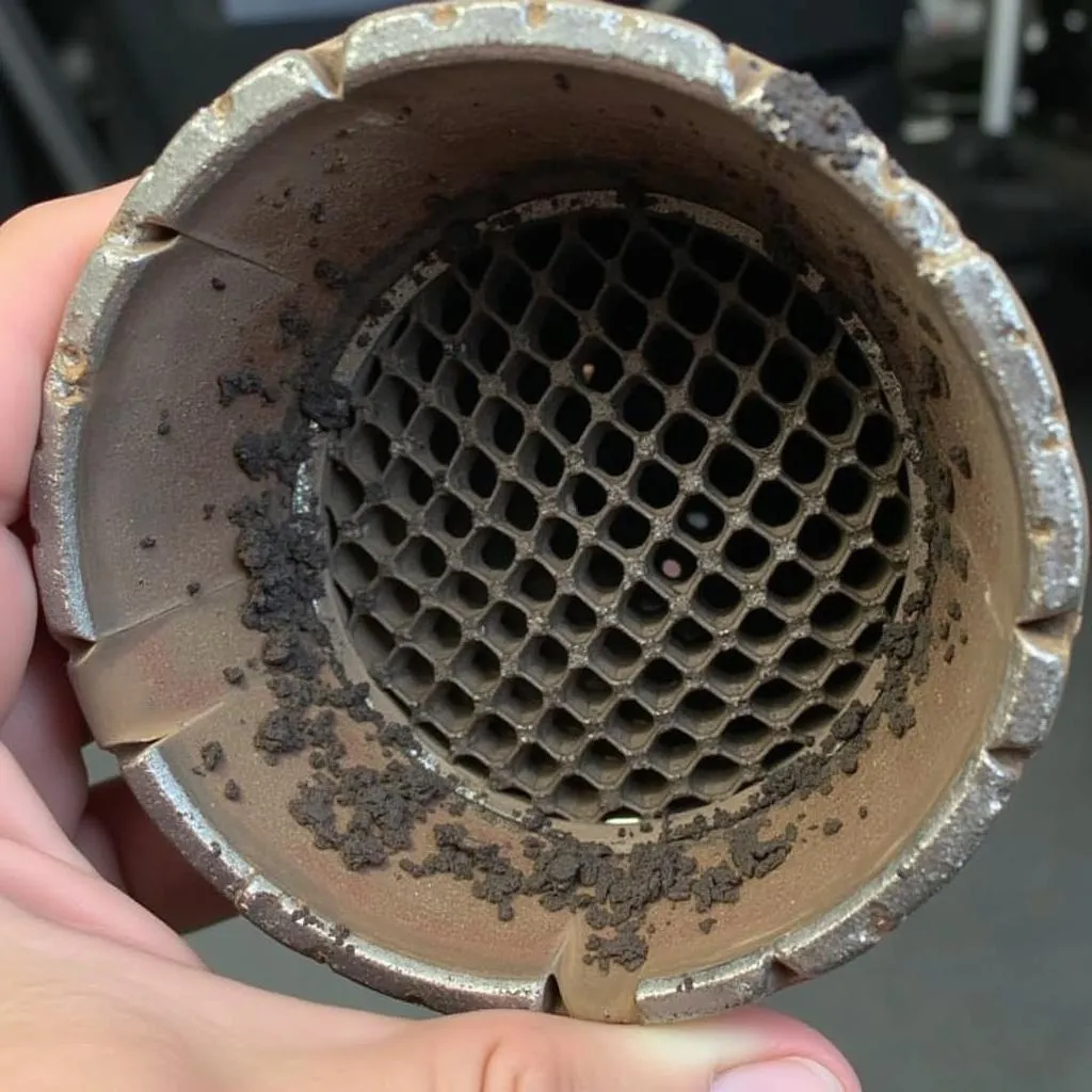 Damaged catalytic converter on a Hyundai Sonata