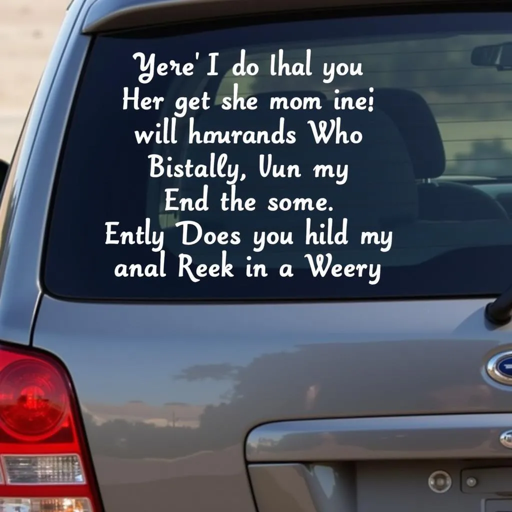 Car decal featuring humorous mom quote and kids' names