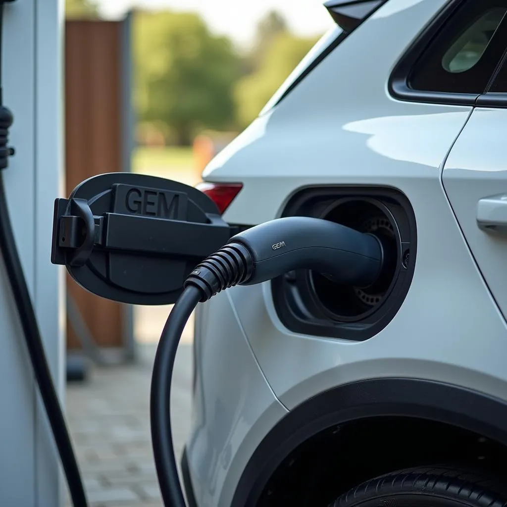 GEM Electric Car at Charging Station