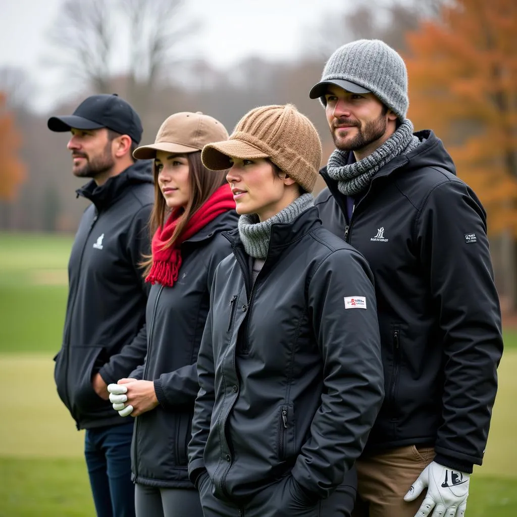 Golfers Playing Golf in Cold Weather Gear