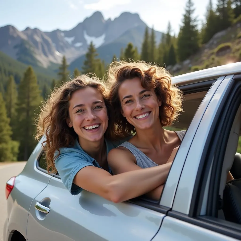 Happy Couple Driving Used Toyota Highlander