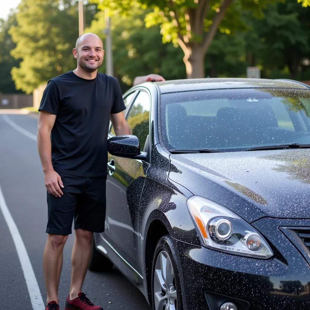 Happy driver with a clean car in Norcross