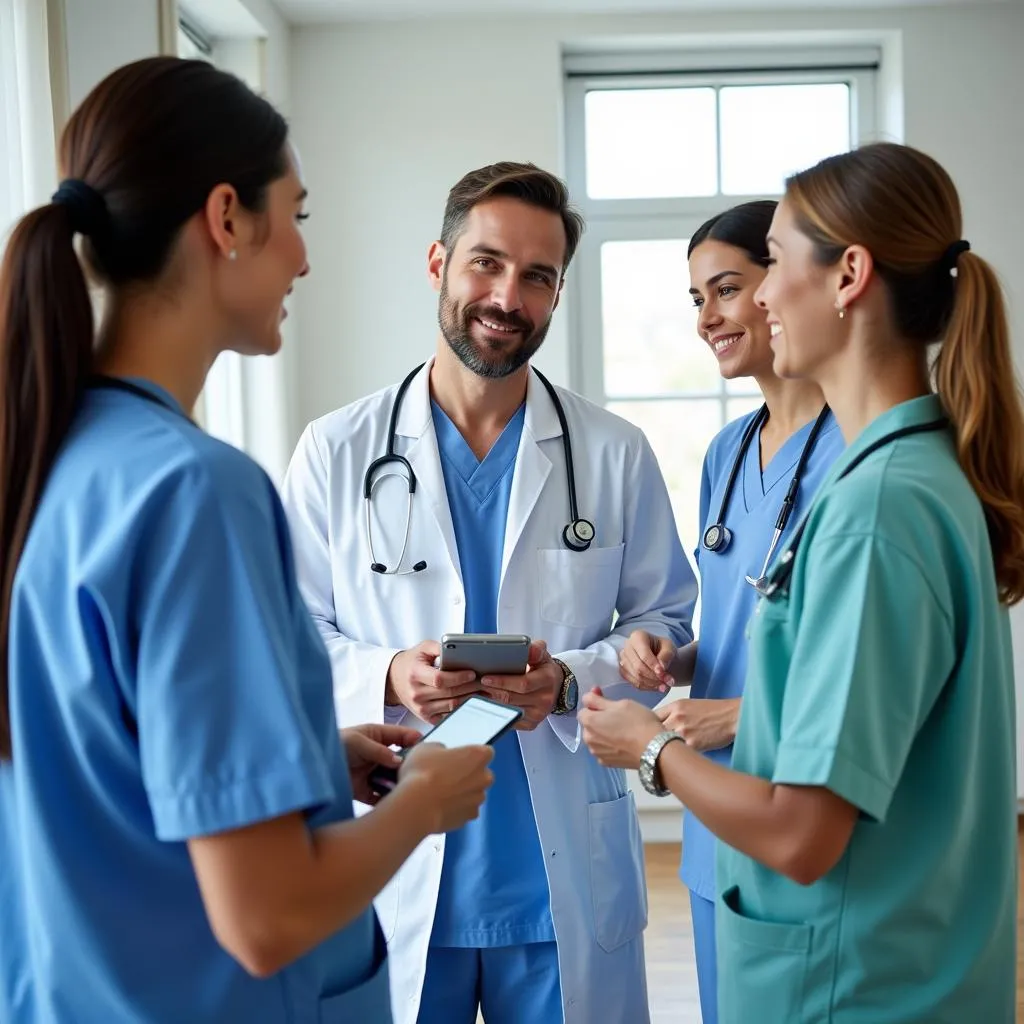 Doctors discussing healthcare plan with patient