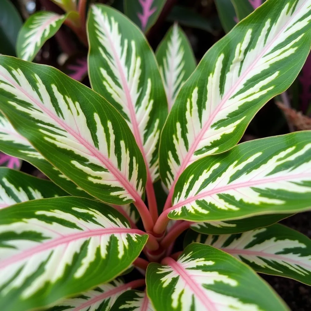 Thriving Aglaonema Pictum Tricolor with vibrant foliage