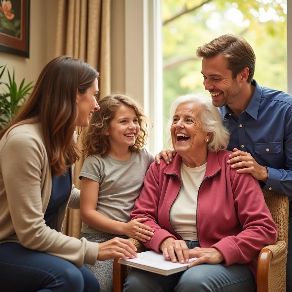 Family members visiting a resident at Howgate Care Home