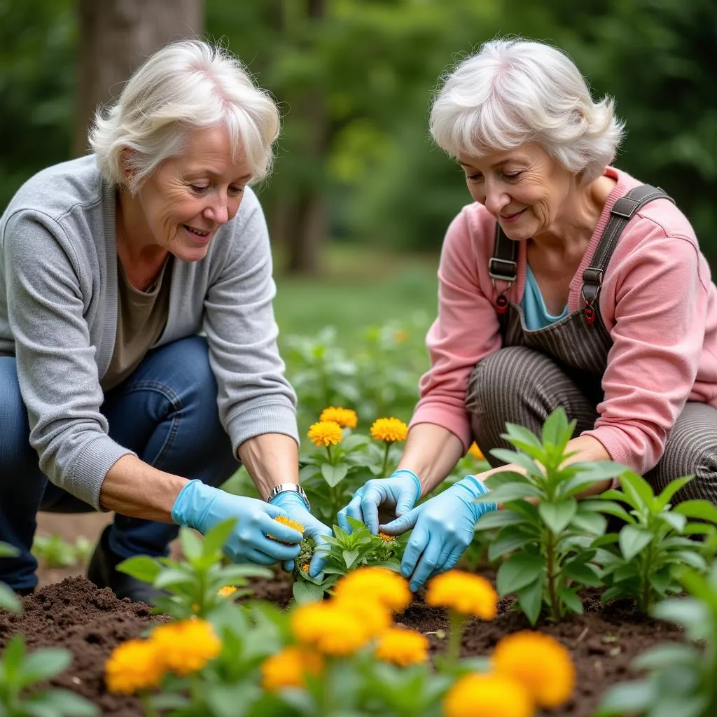 Residents participating in gardening activities at Howgate Care Home