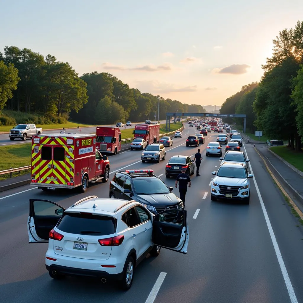 Car Accident Scene on I-64