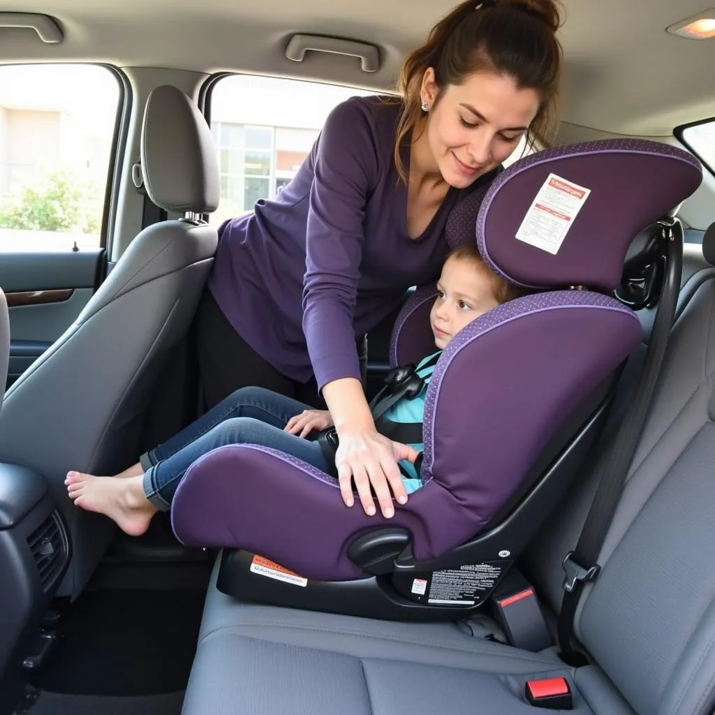 Installing a purple car seat