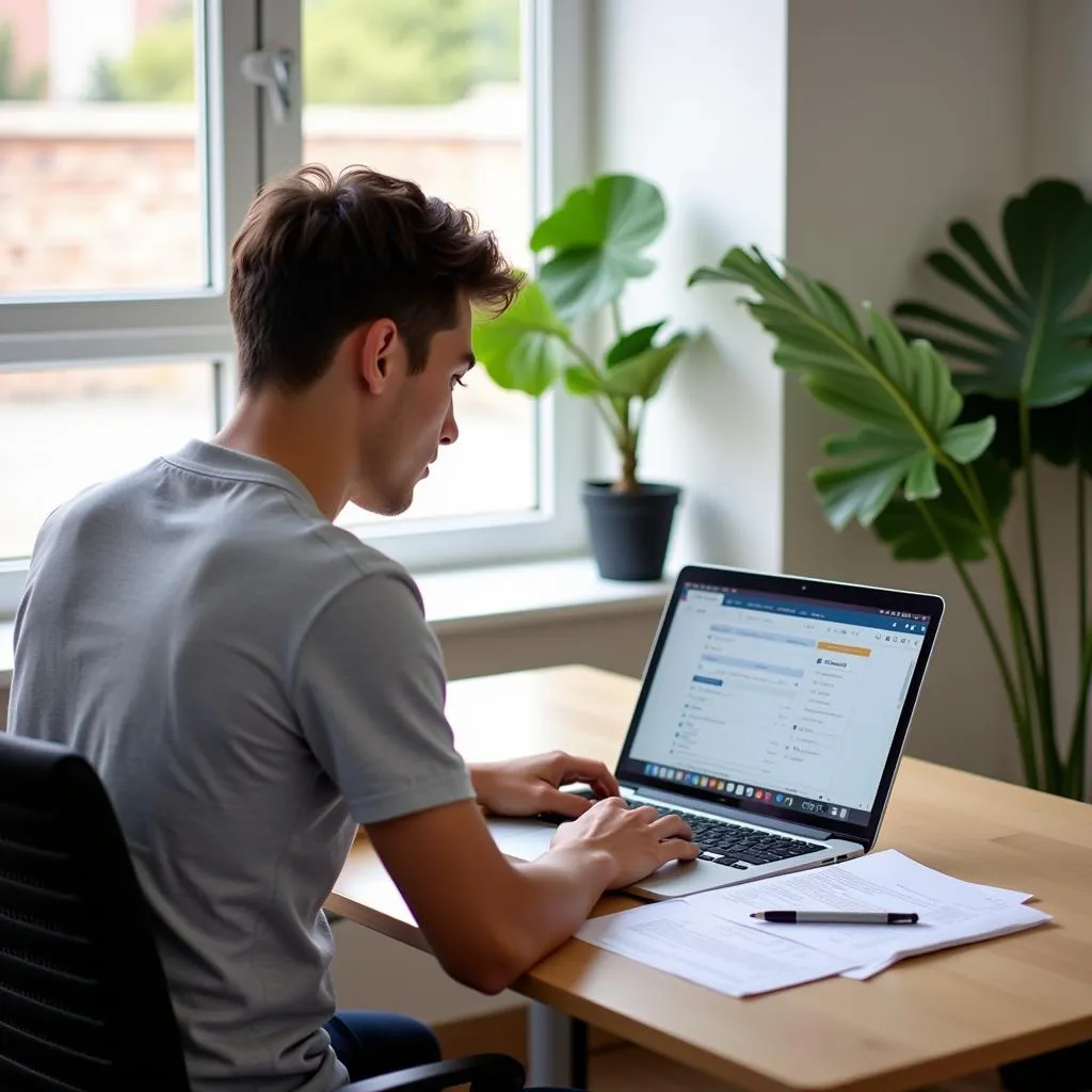 International student filling out a car loan application