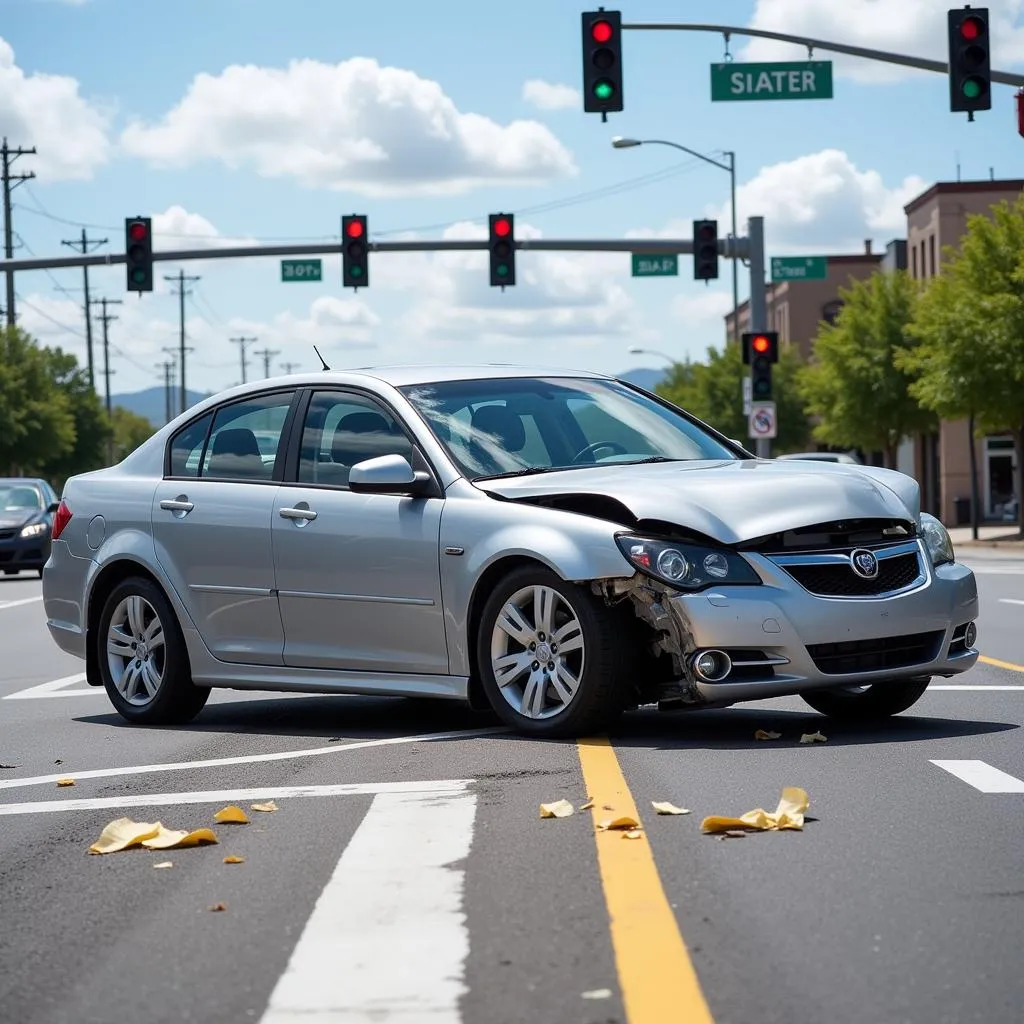 Photo of a T-bone accident at an intersection