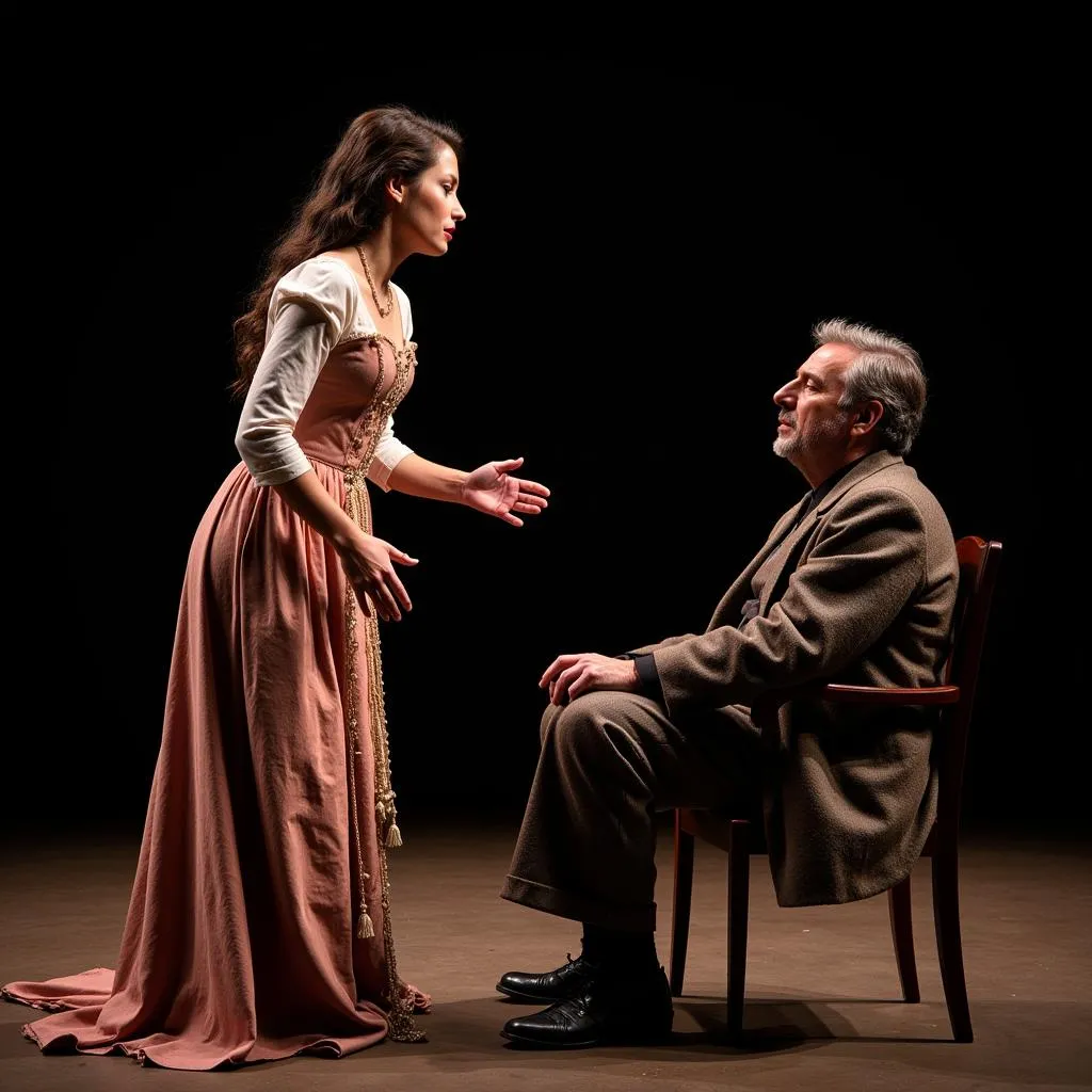 Lauretta pleading with her father, Gianni Schicchi