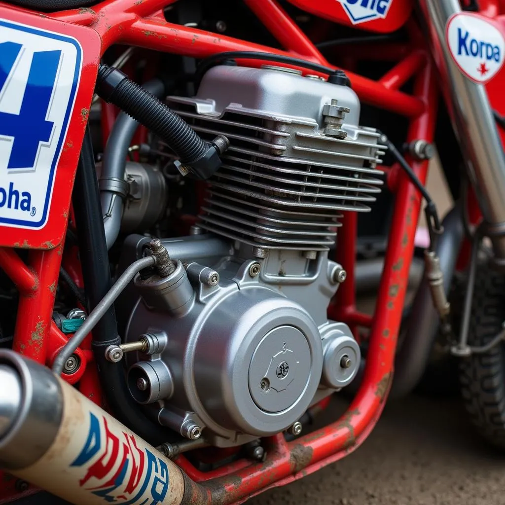 Close-up of a Legends dirt car engine