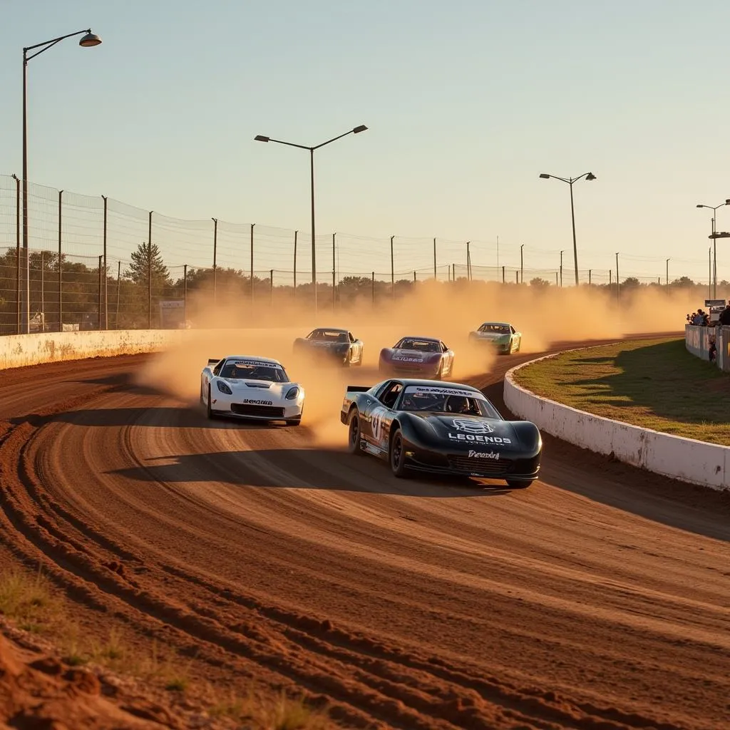 Legends dirt car racing action