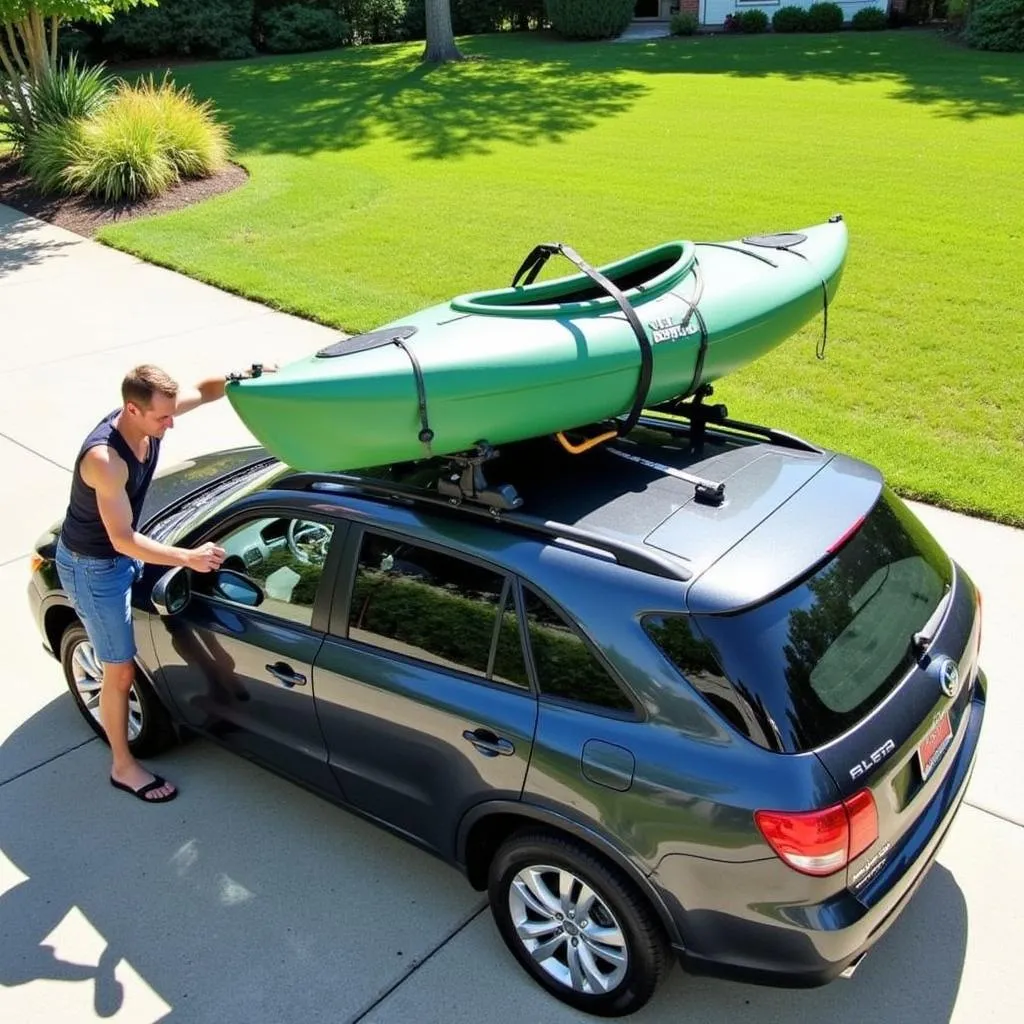 Loading Kayak on Car Roof Rack