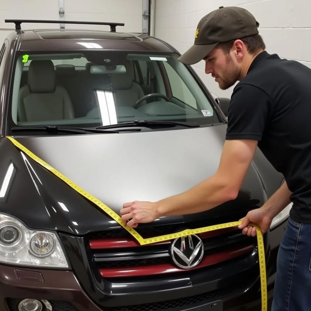 Measuring Car Hood for Wrap