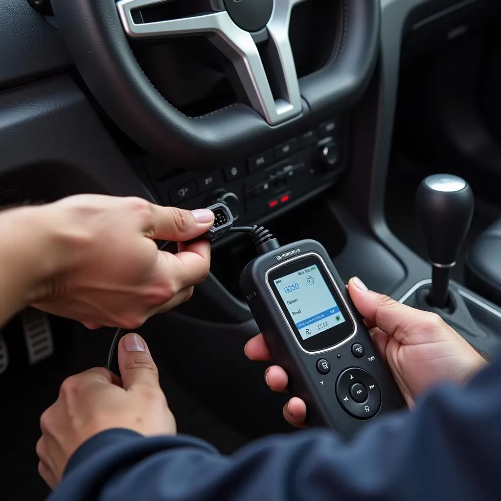 Mechanic Checking OBD2 Port