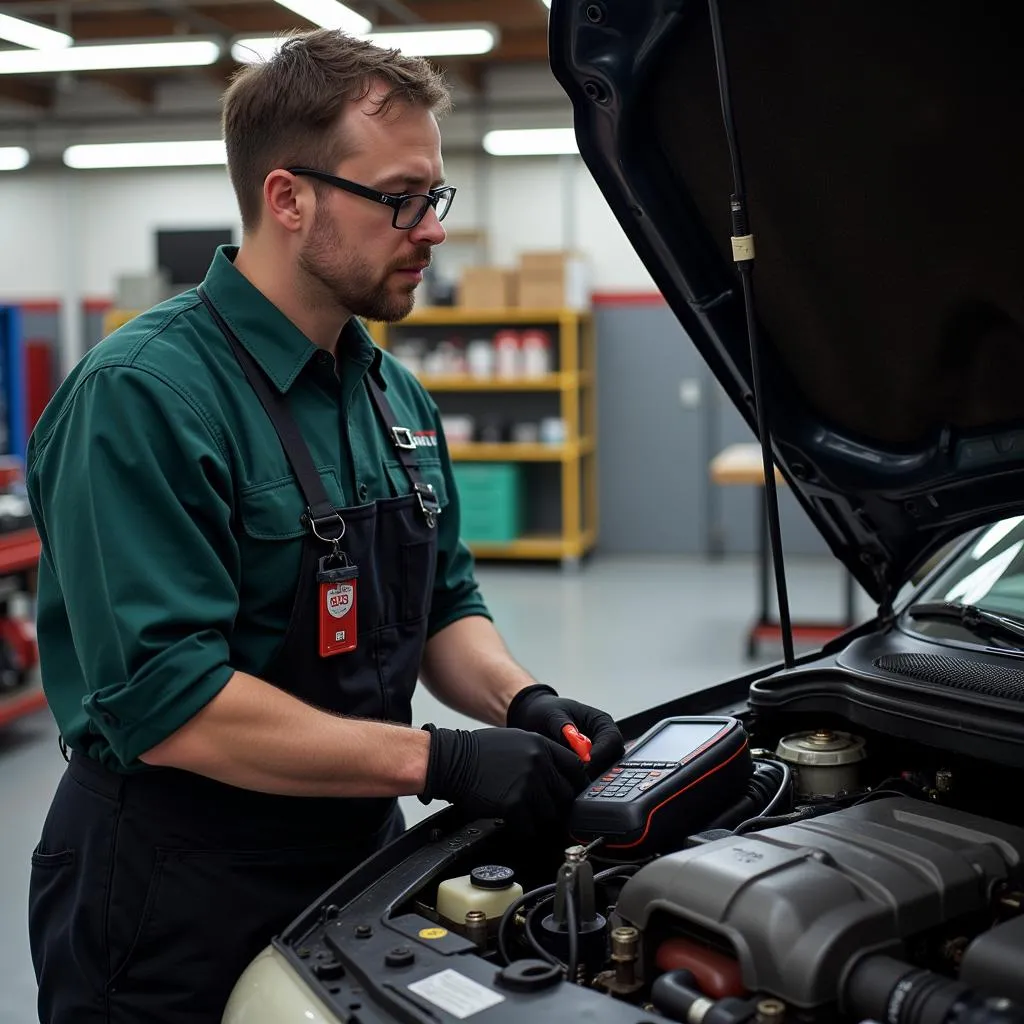 Mechanic Diagnosing 1994 Dodge Intrepid