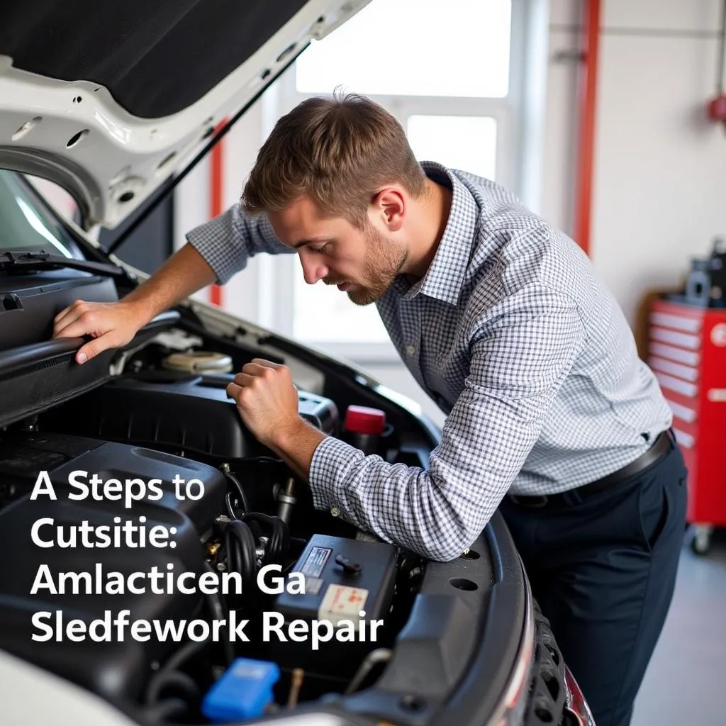 Mechanic inspecting a car engine