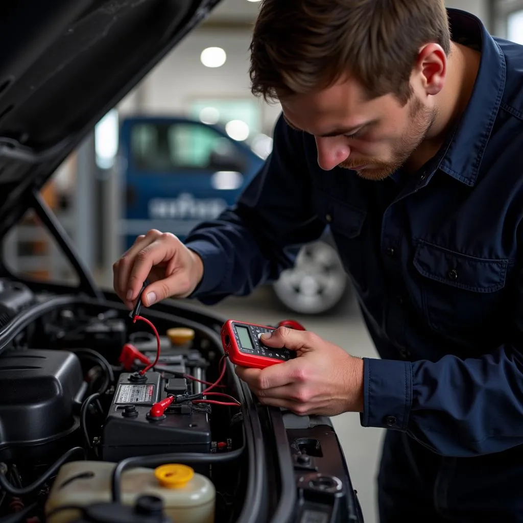 Mechanic Inspecting Durango Battery