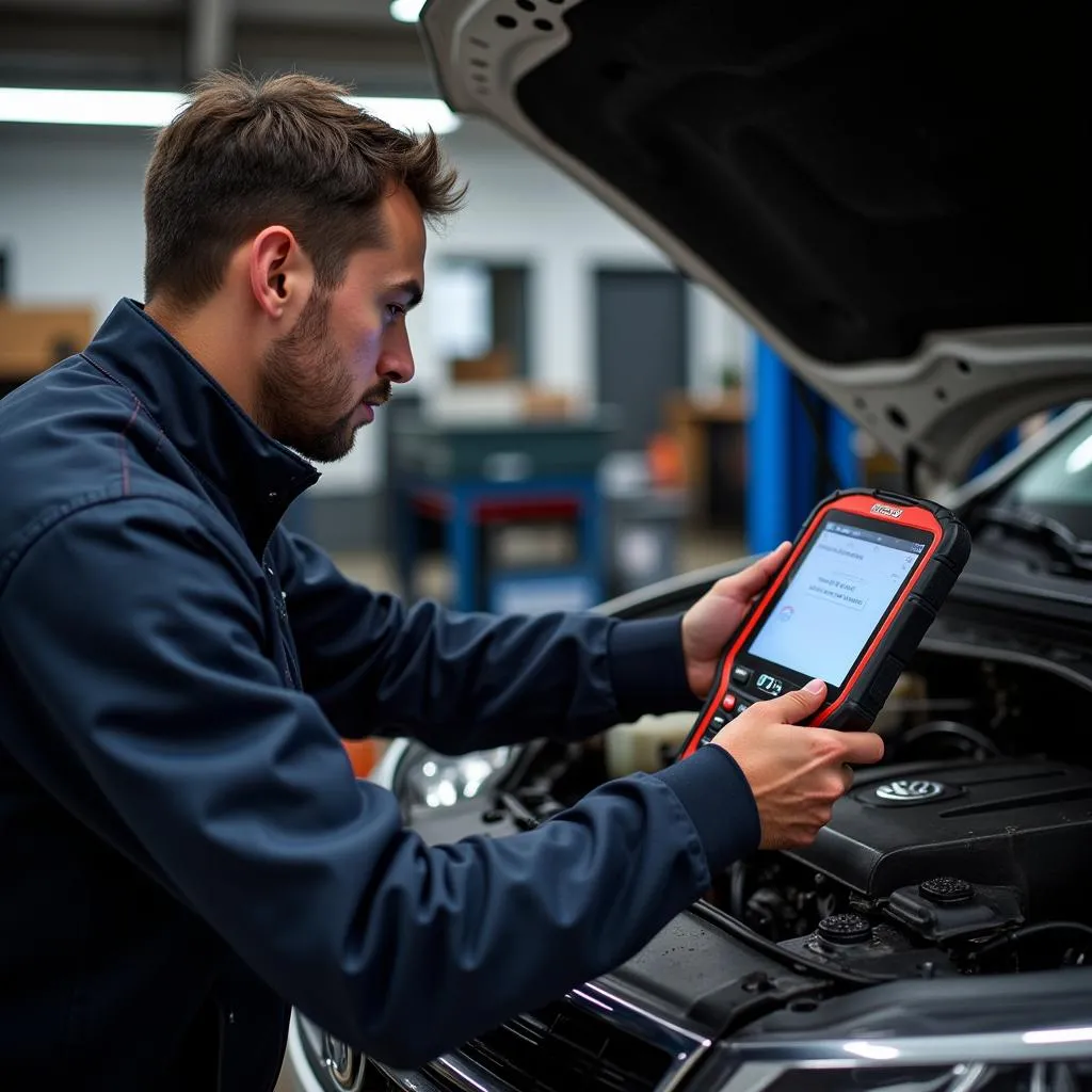 Mechanic Using Autophix VAG PRO