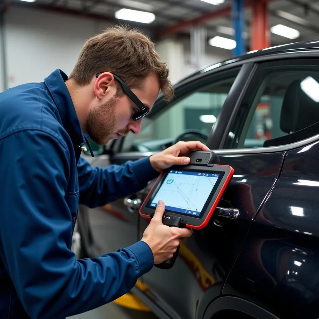 Mechanic Using Car Diagnostic Tool