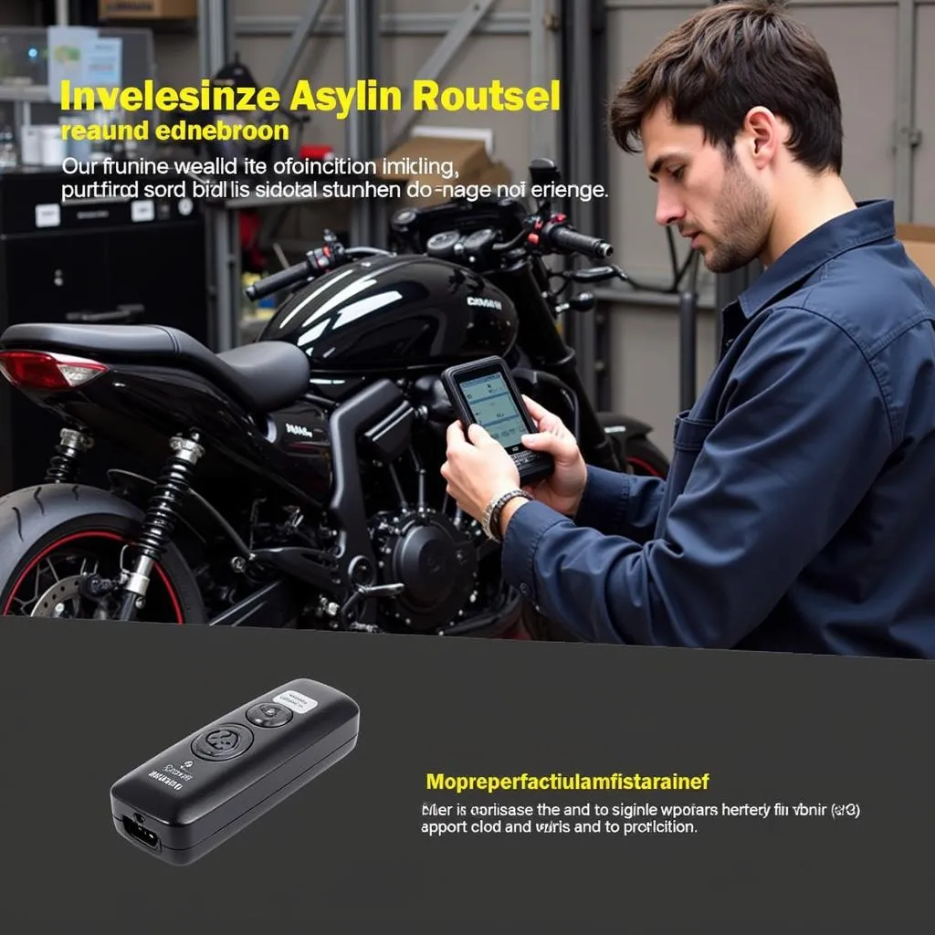 Mechanic Using HealTech OBD Tool for Motorcycle Diagnostics