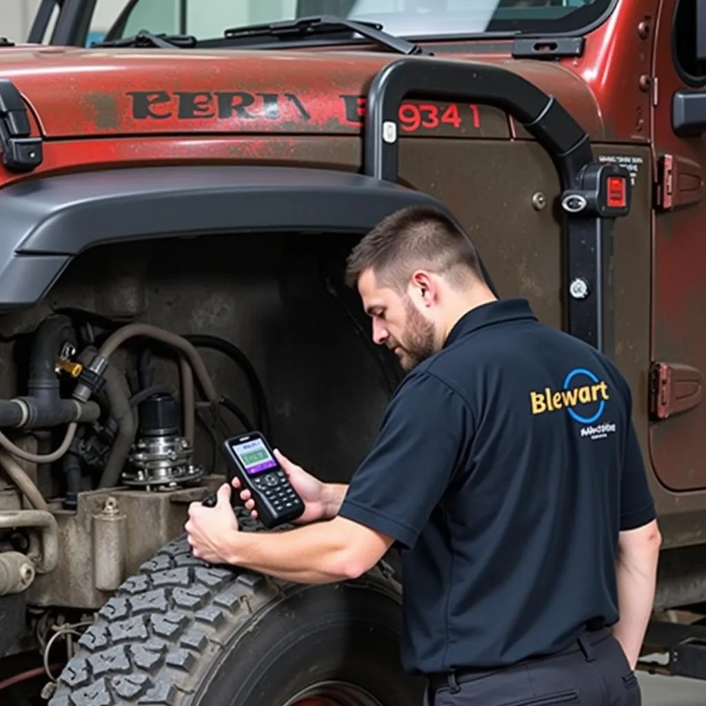 Mechanic Connecting an OBD Scanner to a Vehicle