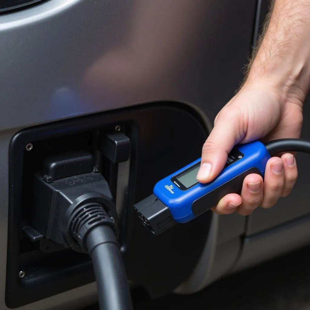 Mechanic Using OBD Scanner