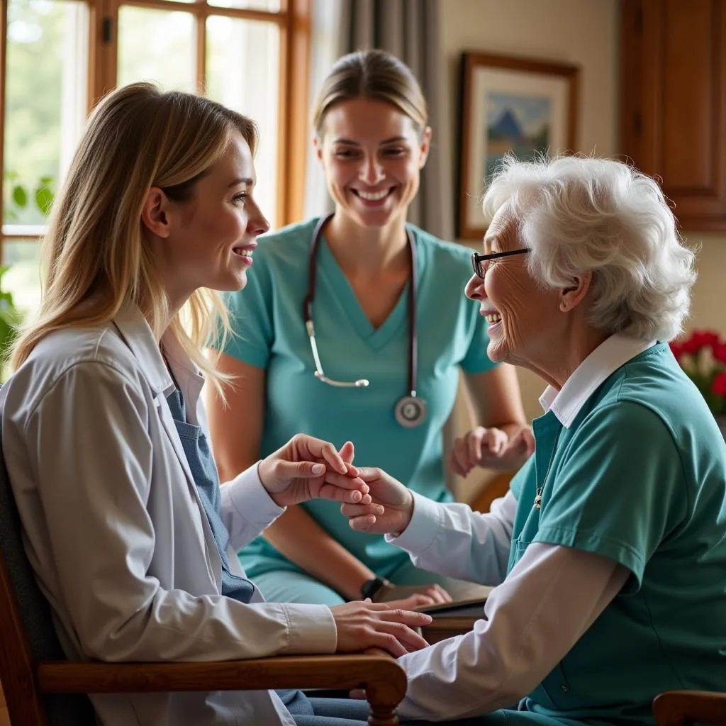 Memory care staff member interacting with resident