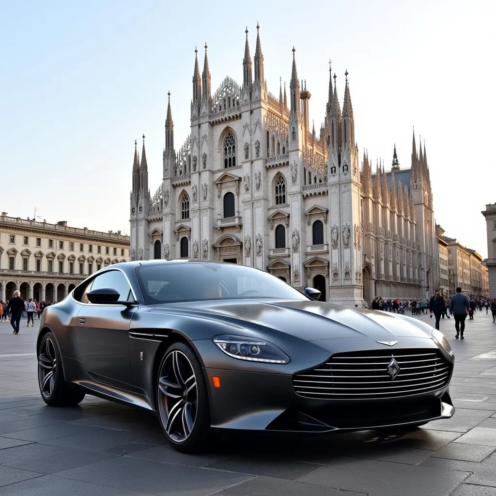 Luxury Car in Front of Milan Duomo