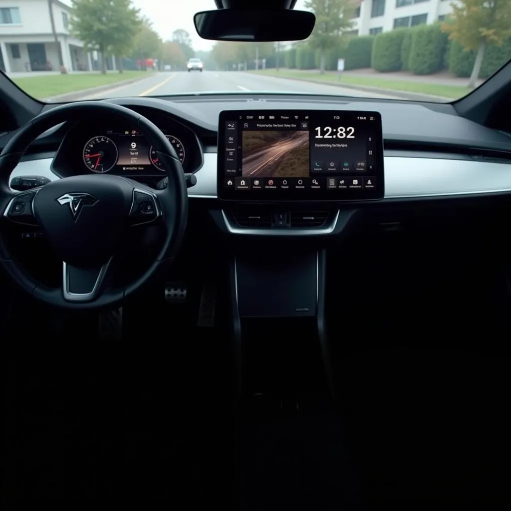 Modern Car Dashboard with Digital Display