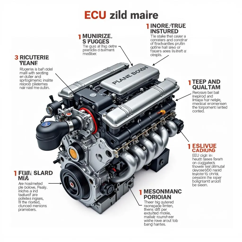 Modern car engine highlighting the Electronic Control Unit (ECU)