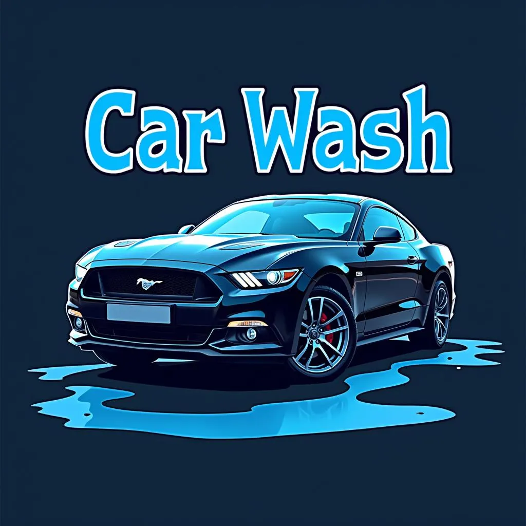 Modern Car Wash Logo with Shiny Car