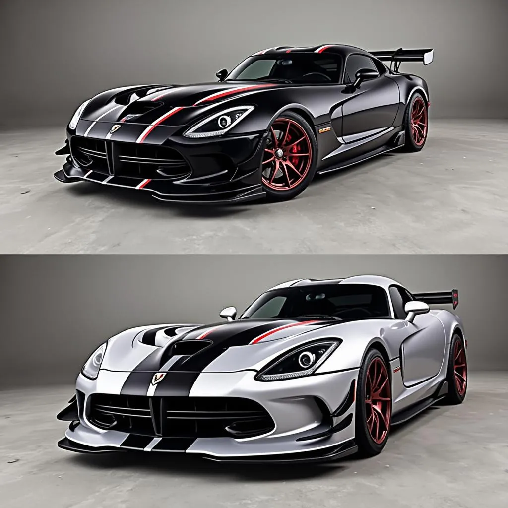 Modern Sports Car with Custom Black Stripes