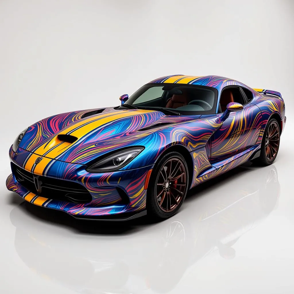 Modern Sports Car with Custom Stripes