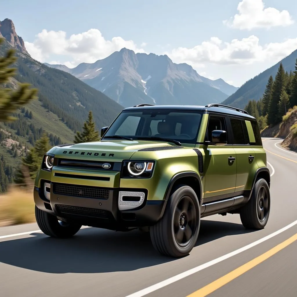 Modern SUV in Metallic Olive Green on a Scenic Drive