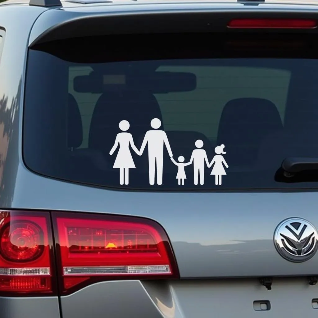 Mom car decal featuring a stick figure family