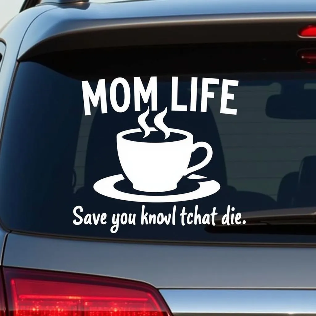 Car decal featuring &quot;Mom Life&quot; quote and coffee cup