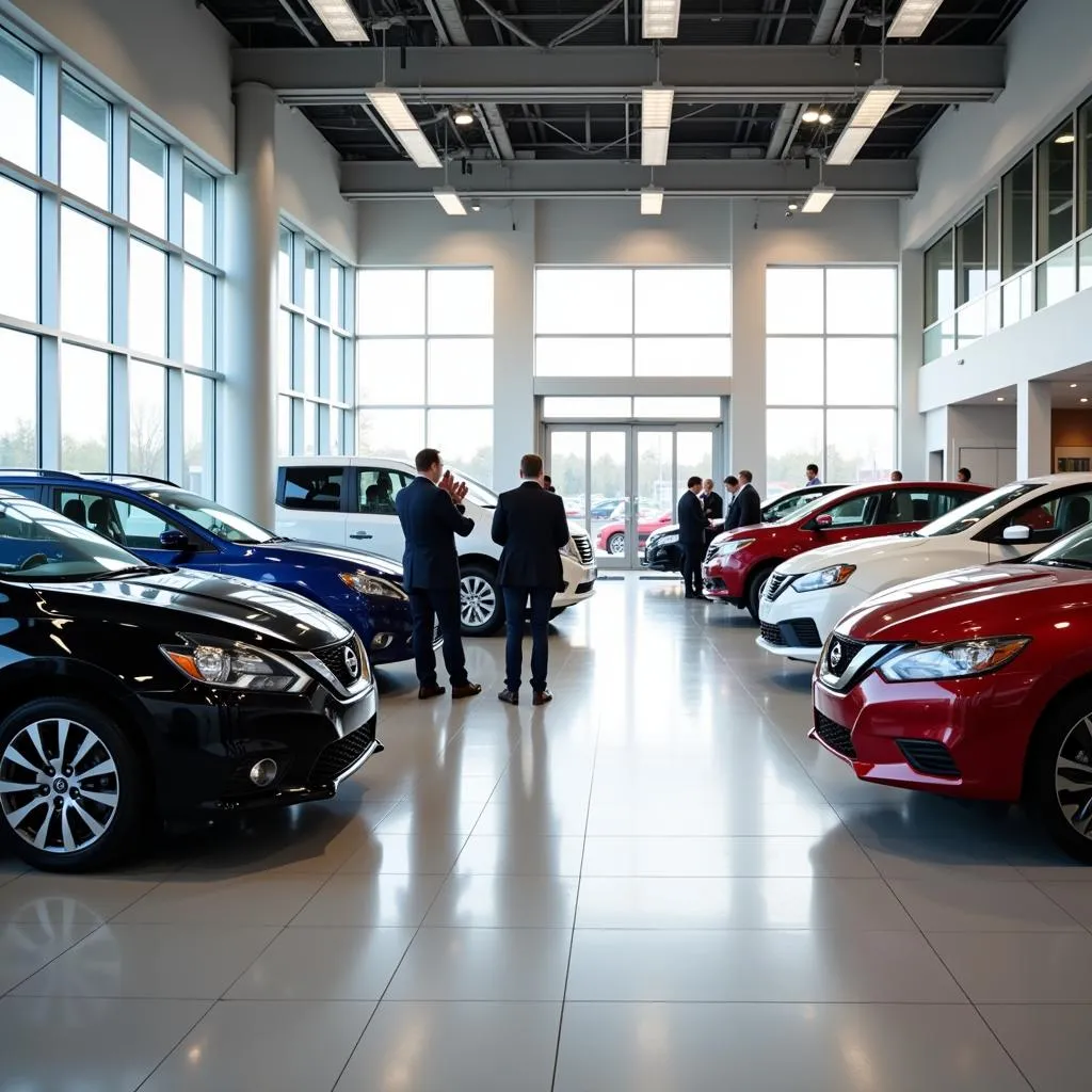 Modern and welcoming Nissan dealership showroom