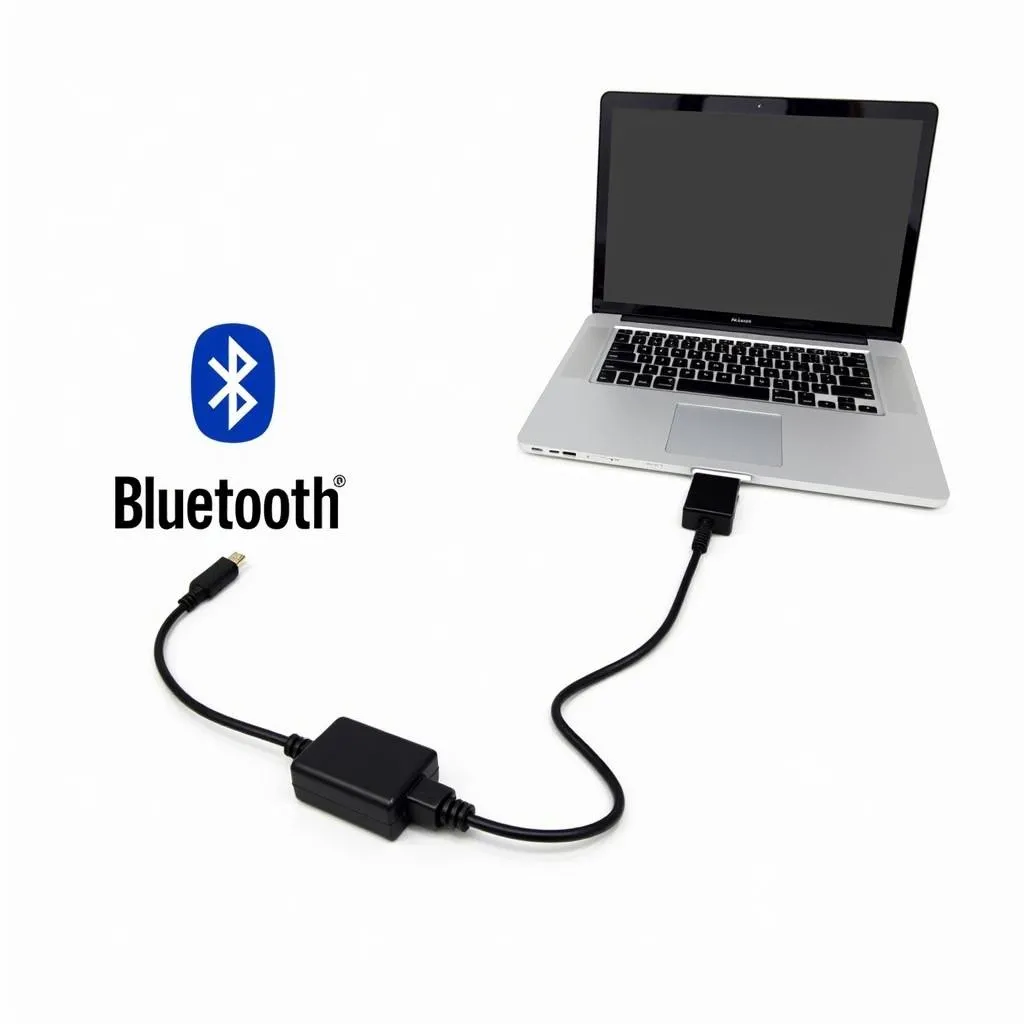 OBD cable, Bluetooth adapter, and PC connection