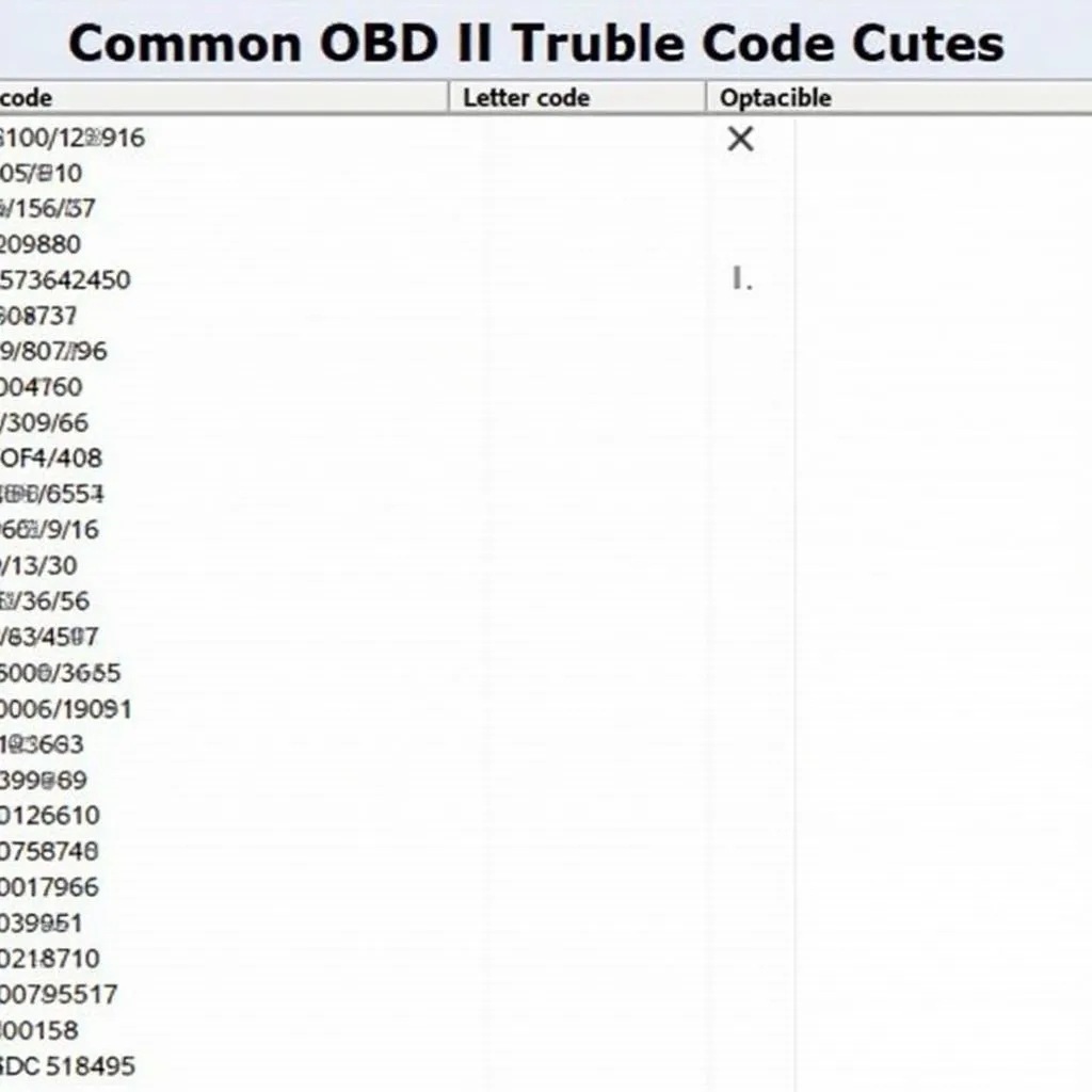 OBD II Trouble Codes List