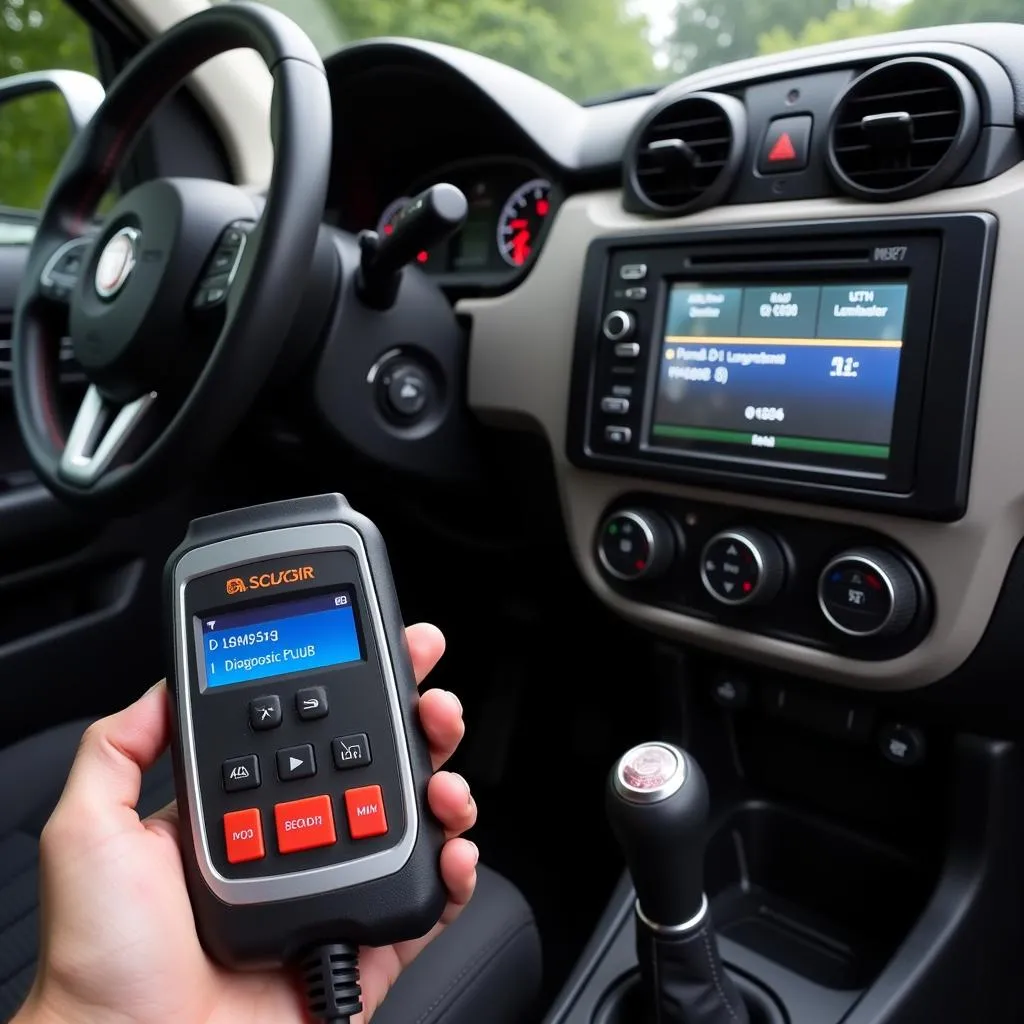 OBD Scanner Connected to Fiat Panda