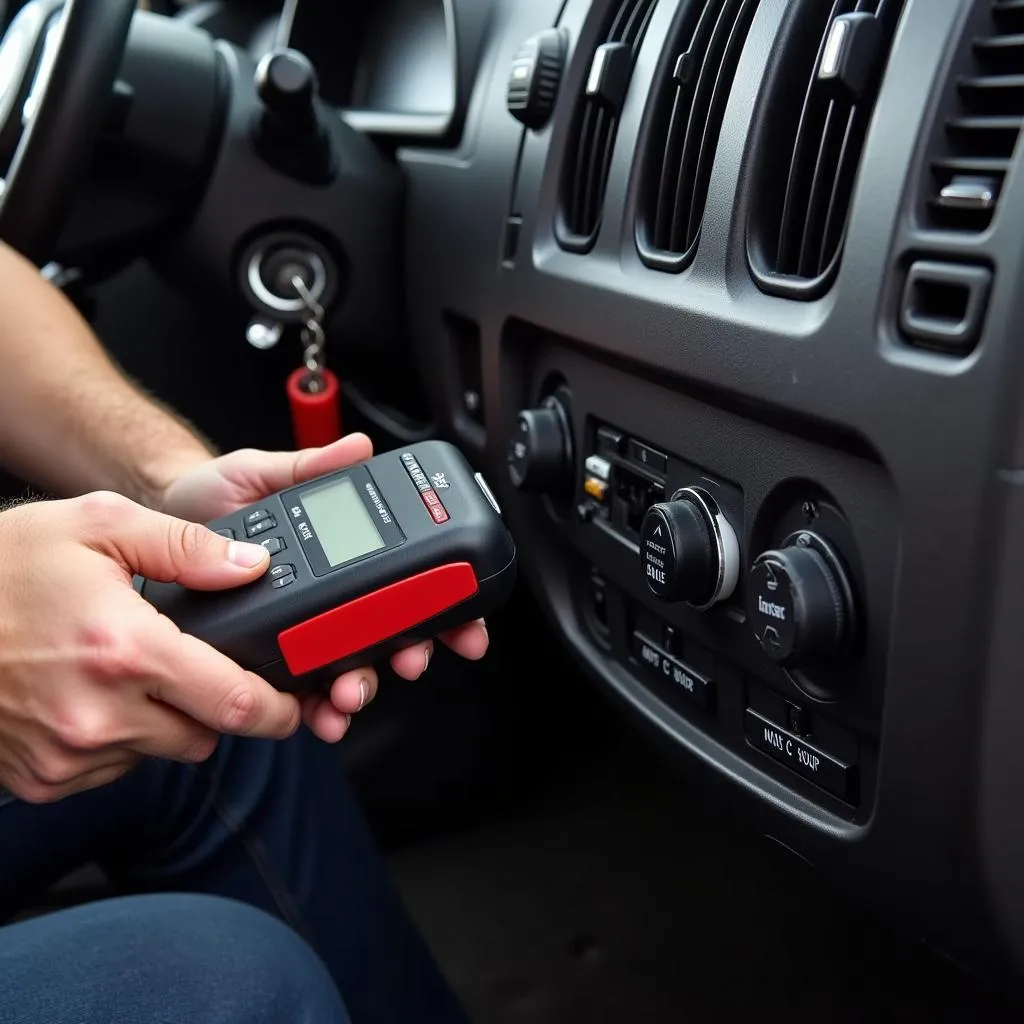 OBD Scanner Diagnosing Jeep Commander