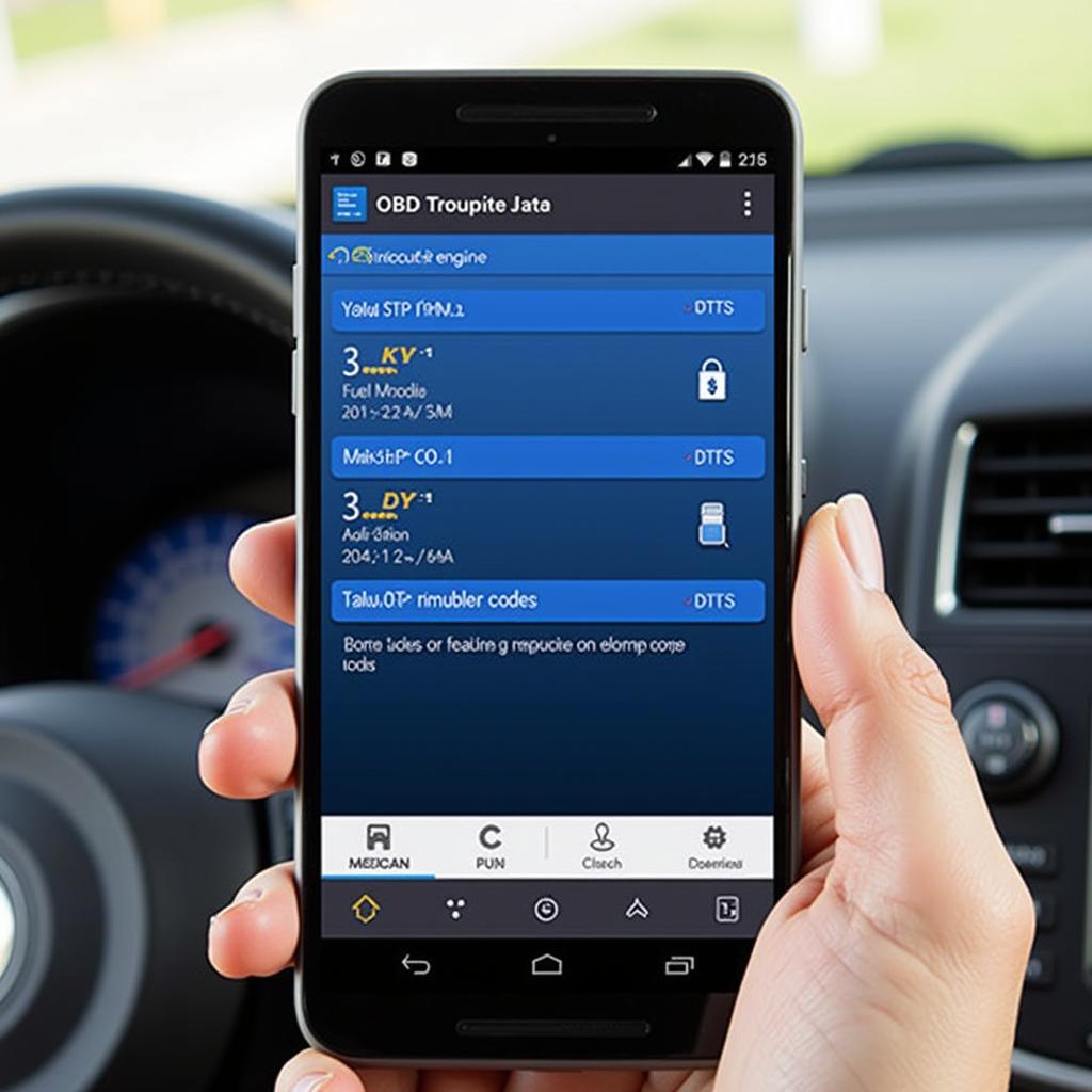 Corsa OBD Software Interface on a Smartphone