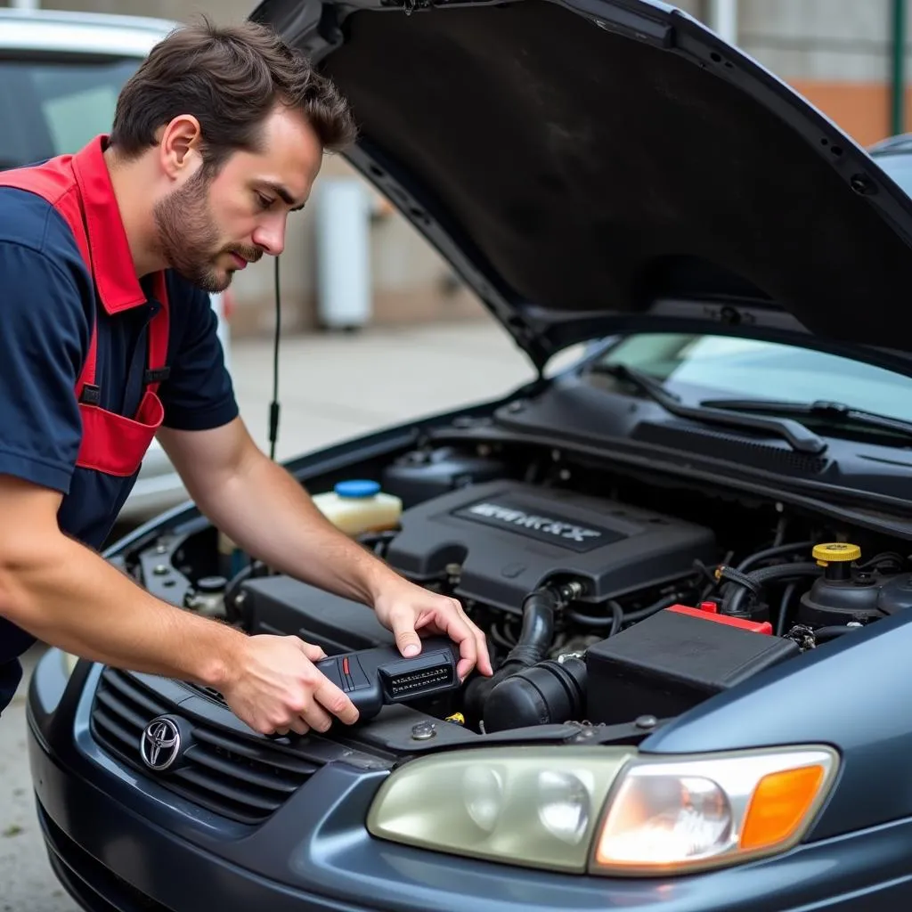 Mechanic Using OBD-II Scanner