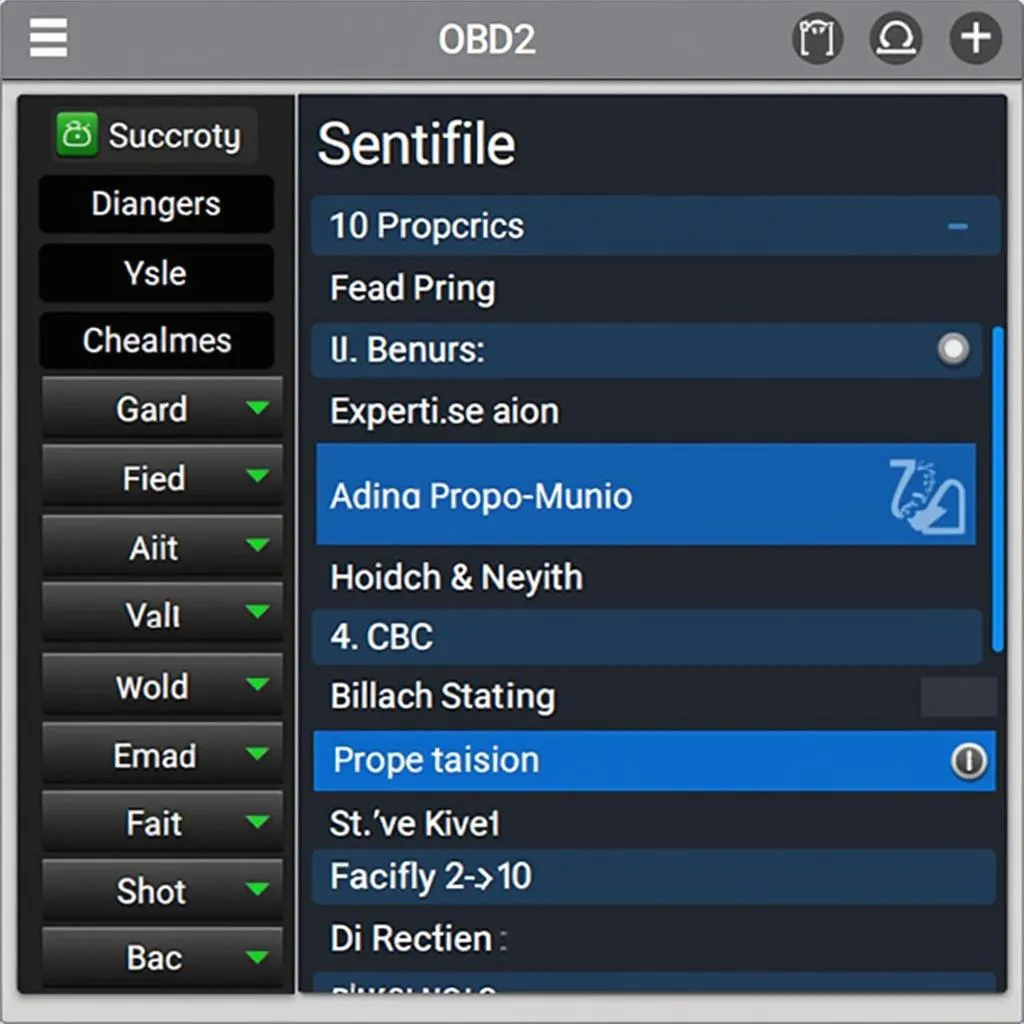 Smartphone displaying OBD2 scanner app interface