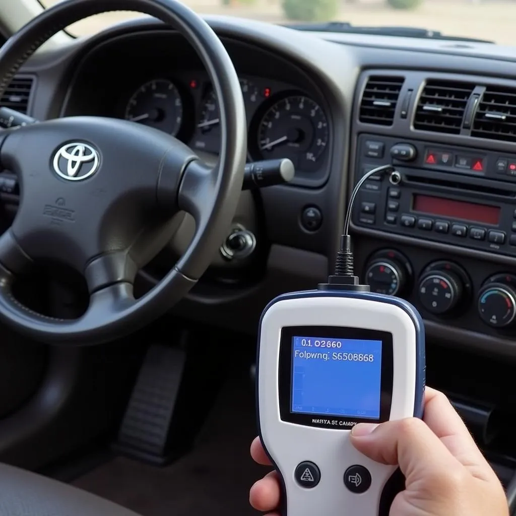 OBD2 Scanner Connected to 1996 Camry