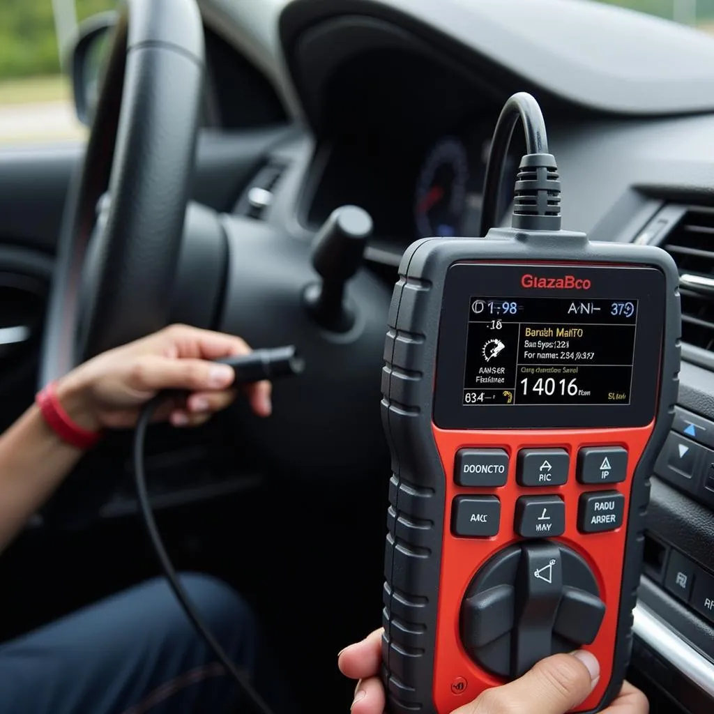 OBD2 Scanner Connected to Car