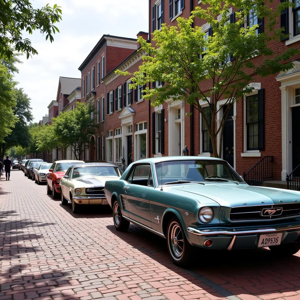 Classic Cars Lined Up at Old Town Alexandria Car Show